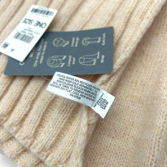 NEW Macy's On 34th Wide-Ribbed Solid Knit Scarf Peach Coral Rectangle Winter NWT - Picture 12 of 16